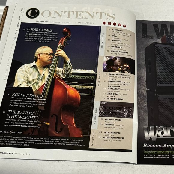 Bass Player Magazine - Eddie Gomez / Robert DeLeo - January 2014 - Picture 3 of 4